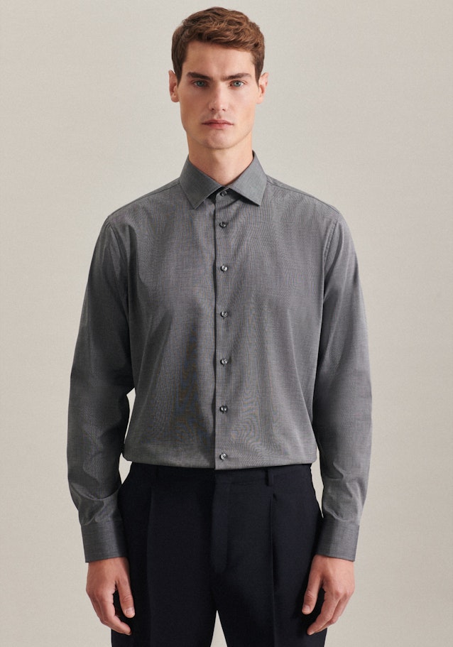 Shaped Business Hemd Uni in Schwarz | Seidensticker Onlineshop