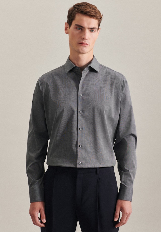 Chemise Business Shaped Fil à fil Col Kent in Gris |  Seidensticker Onlineshop