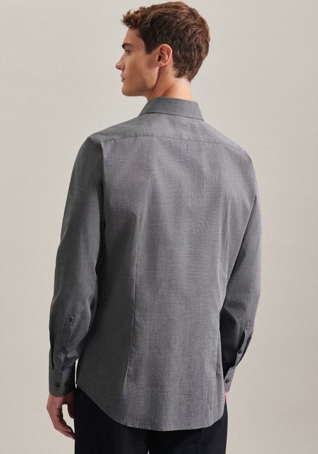 Bügelfreies Fil a fil Business Hemd in Shaped mit Kentkragen in Grau | Seidensticker Onlineshop