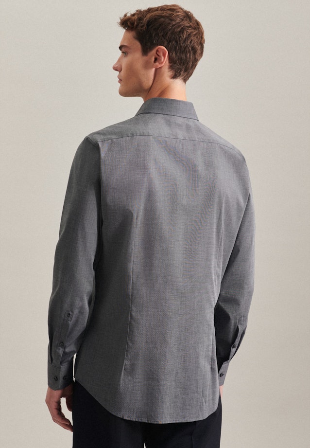 Bügelfreies Fil a fil Business Hemd in Shaped mit Kentkragen in Grau | Seidensticker Onlineshop