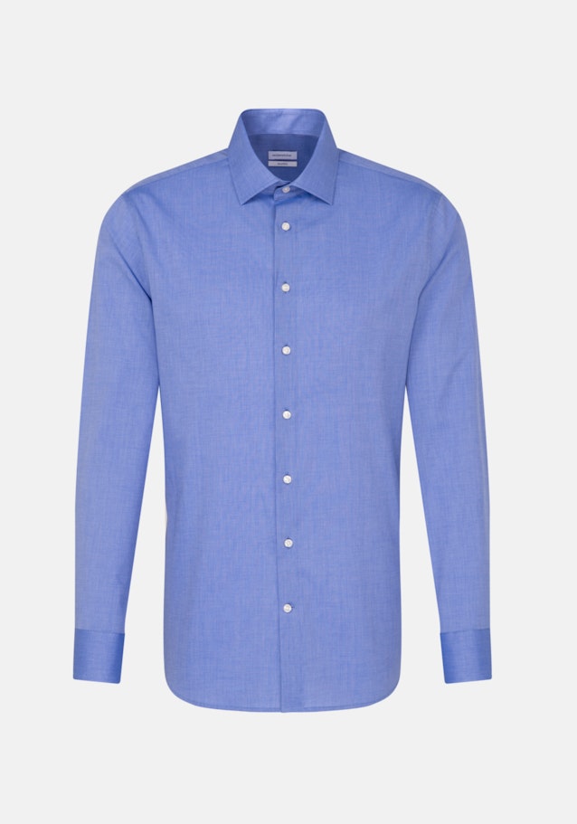 Bügelfreies Fil a fil Business Hemd in Shaped mit Kentkragen in Mittelblau |  Seidensticker Onlineshop