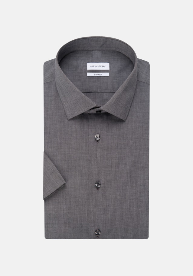 Non-iron Fil a fil Short sleeve Business Shirt in Shaped with Kent-Collar in Grey |  Seidensticker Onlineshop