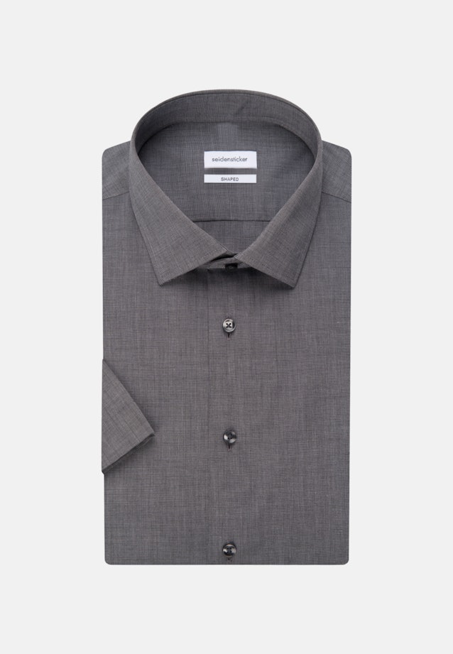 Bügelfreies Fil a fil Kurzarm Business Hemd in Shaped mit Kentkragen in Grau |  Seidensticker Onlineshop