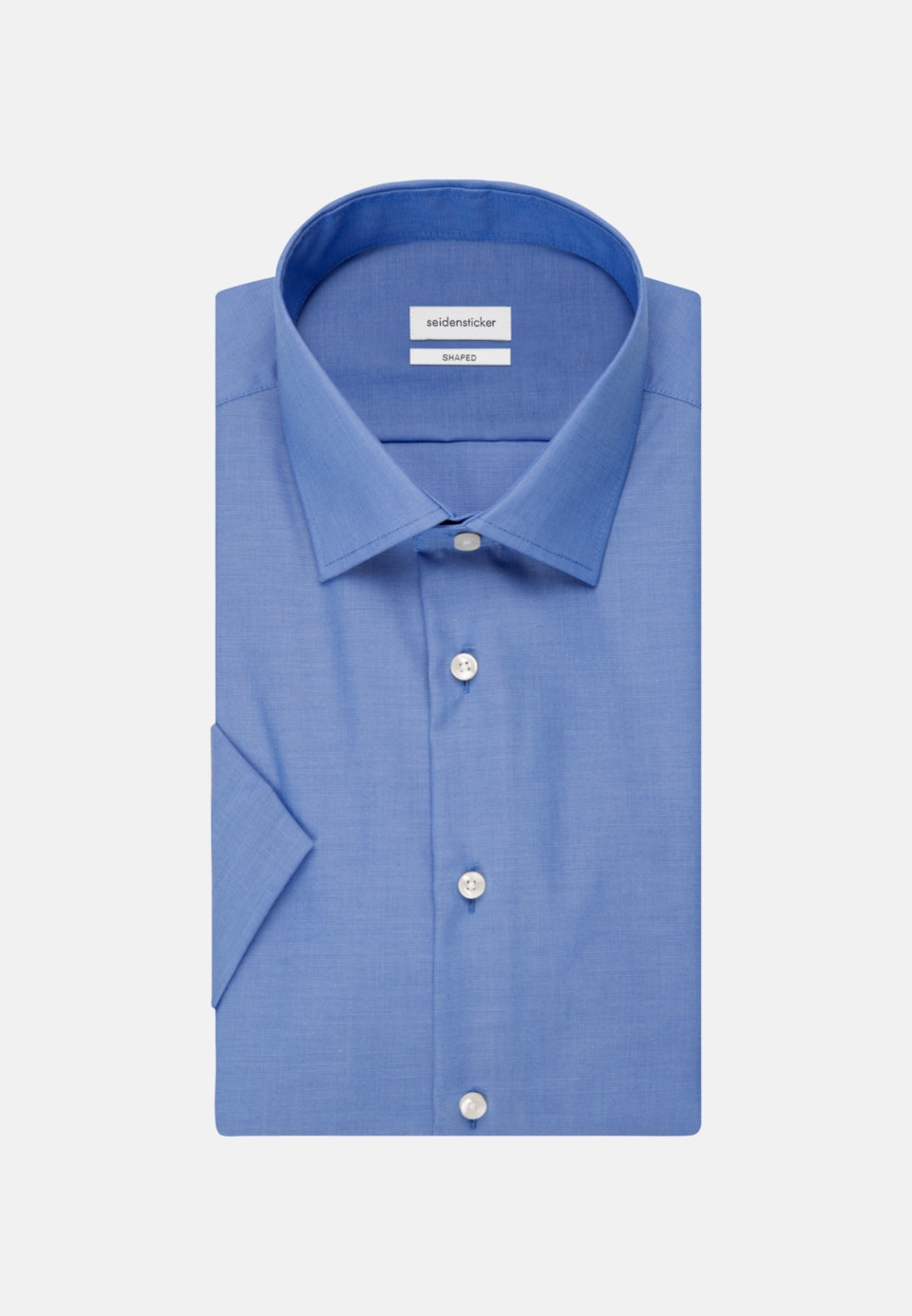 Bügelfreies Fil a fil Kurzarm Business Hemd in Shaped mit Kentkragen in Mittelblau |  Seidensticker Onlineshop