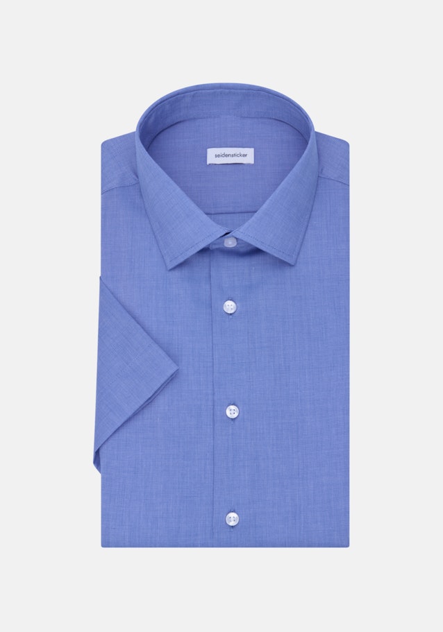 Non-iron Fil a fil korte arm Business overhemd in Shaped with Kentkraag in Middelmatig Blauw |  Seidensticker Onlineshop