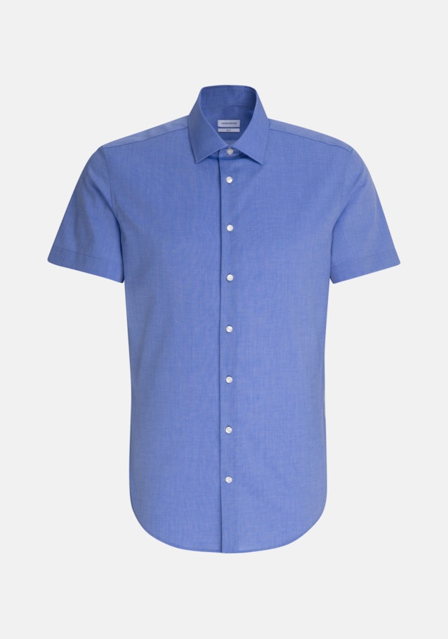 Bügelfreies Fil a fil Kurzarm Business Hemd in Shaped mit Kentkragen in Mittelblau |  Seidensticker Onlineshop