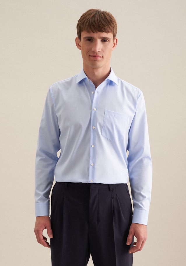 Non-iron Poplin Business Shirt in Regular with Kent-Collar in Light Blue | Seidensticker Onlineshop