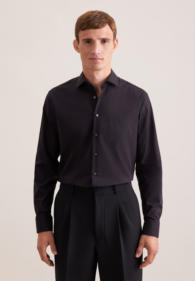 Regular Business shirt Uni in Black | Seidensticker online shop
