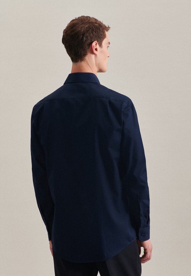 Non-iron Poplin Business Shirt in Regular with Kent-Collar in Dark Blue | Seidensticker online shop