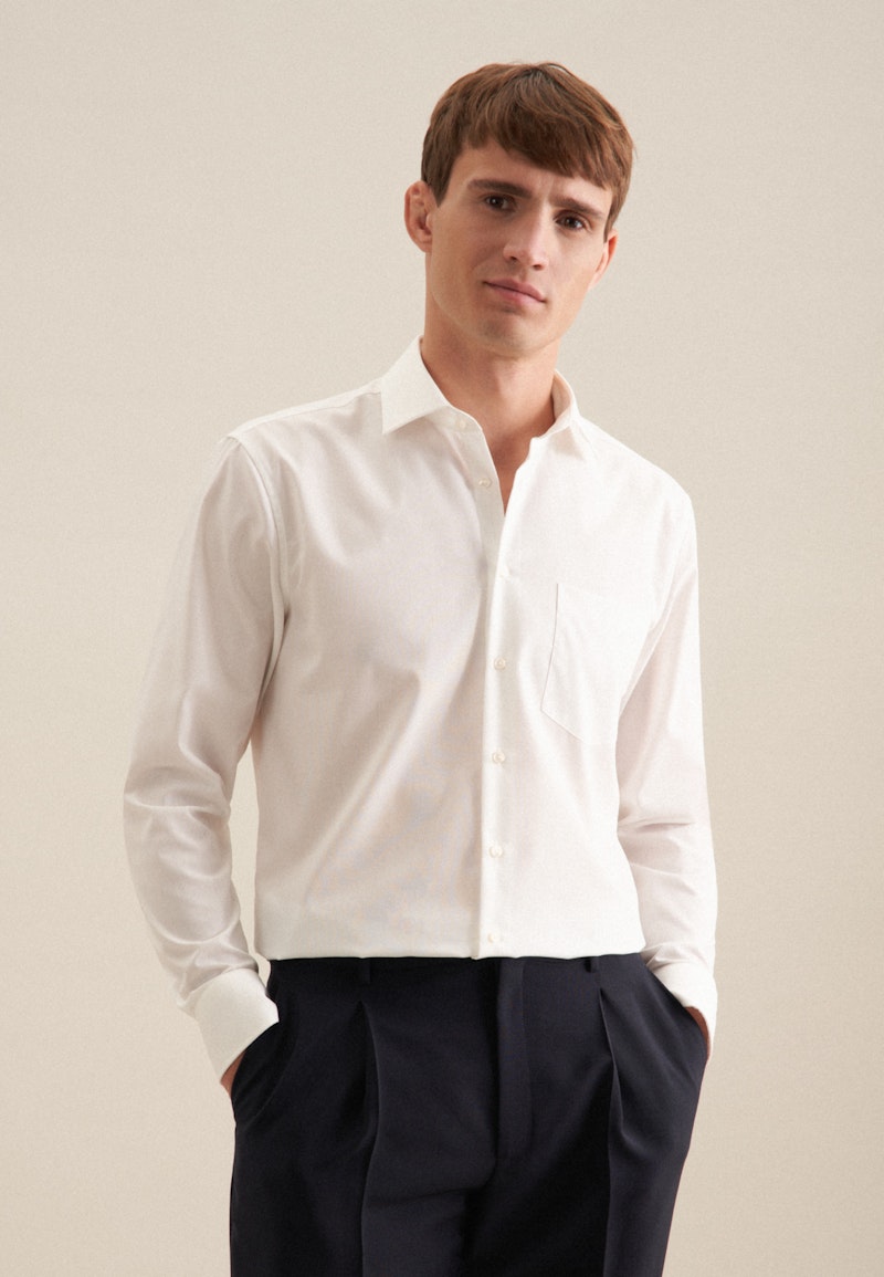 Non-iron Poplin Business Shirt in Regular with Kent-Collar