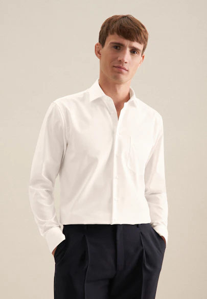 Regular Chemise d'affaires Uni in Ecru |  Seidensticker Onlineshop
