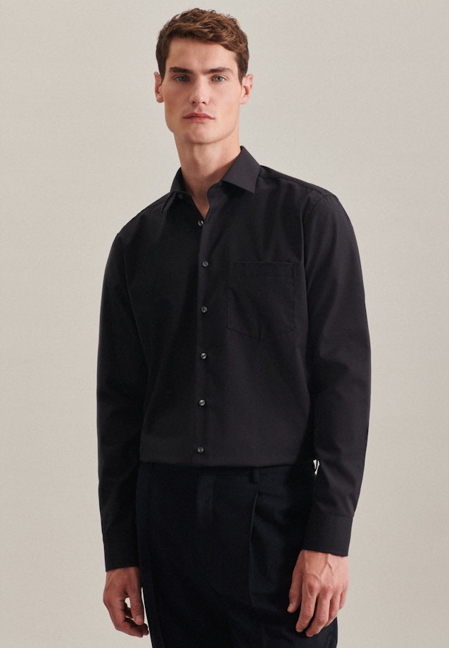 Seidensticker Bügelfreies Popeline Business Hemd in Regular mit Kentkragen