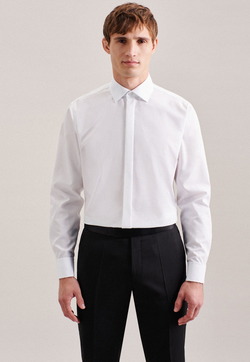 Non-iron Poplin Gala Shirt in Shaped with Kent-Collar
