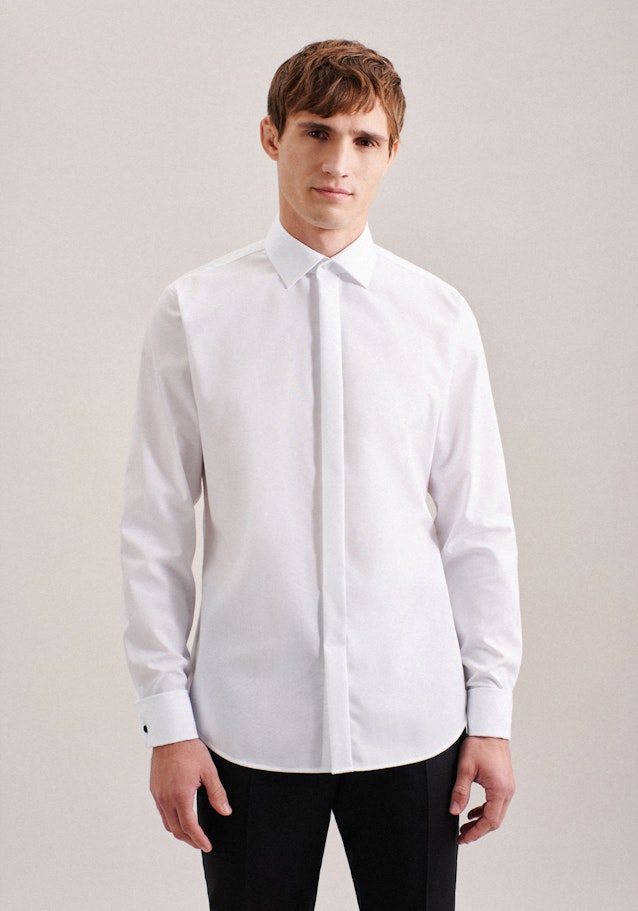 Non-iron Popeline Galashirt in Shaped with Kentkraag in Wit |  Seidensticker Onlineshop