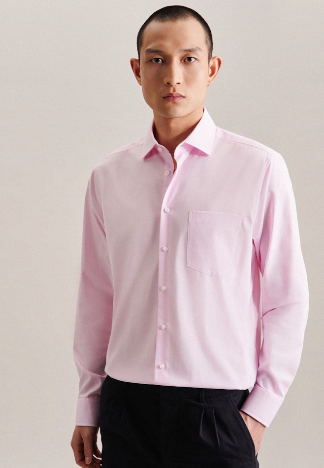 Non-iron Fil a fil Business Shirt in Regular with Kent-Collar in Pink | Seidensticker online shop