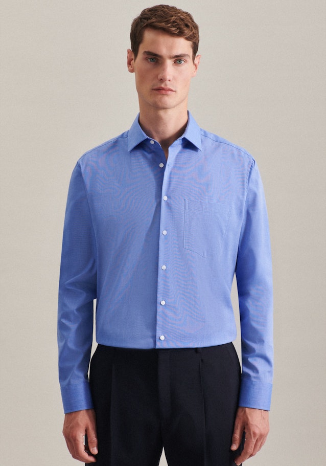 Regular Chemise d'affaires Uni in Bleu Moyen | Seidensticker Onlineshop