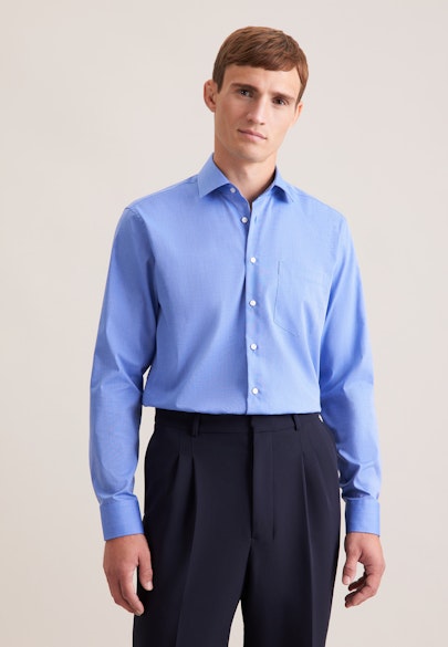 Regular Chemise d'affaires Uni in Bleu Moyen |  Seidensticker Onlineshop