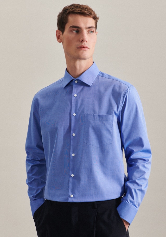 Regular Chemise d'affaires Uni in Bleu Moyen | Seidensticker Onlineshop