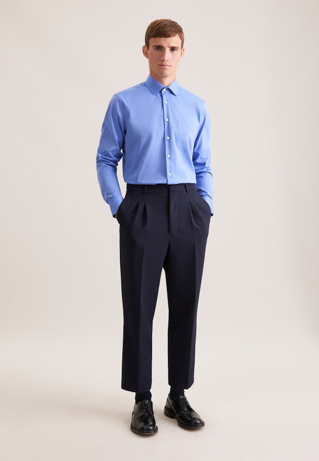 Regular Chemise d'affaires Uni in Bleu Moyen |  Seidensticker Onlineshop