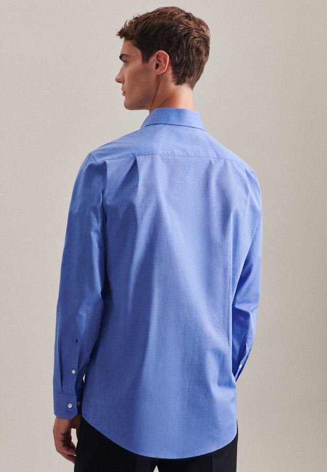 Non-iron Fil a fil Business overhemd in Regular with Kentkraag in Middelmatig Blauw | Seidensticker Onlineshop