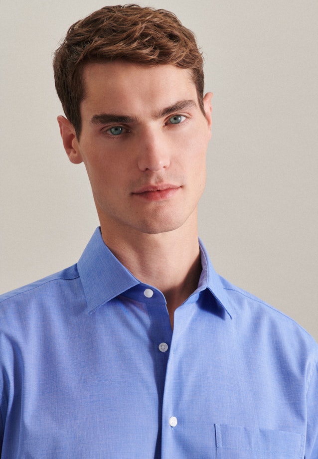 Non-iron Fil a fil Business Shirt in Regular with Kent-Collar in Medium Blue |  Seidensticker Onlineshop