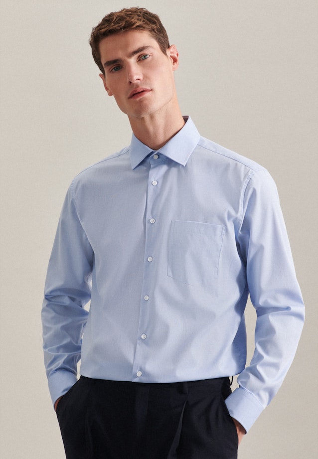 Chemise Business Regular Fil à fil Col Kent in Bleu Clair |  Seidensticker Onlineshop