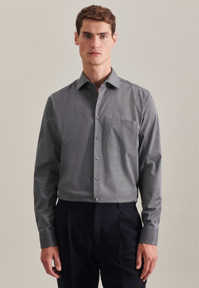 Non-iron Fil a fil Business Shirt in Regular with Kent-Collar in Grey | Seidensticker Onlineshop