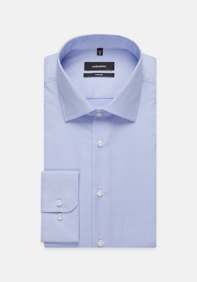 Non-iron Twill Business overhemd in Comfort with Kentkraag in Middelmatig Blauw |  Seidensticker Onlineshop