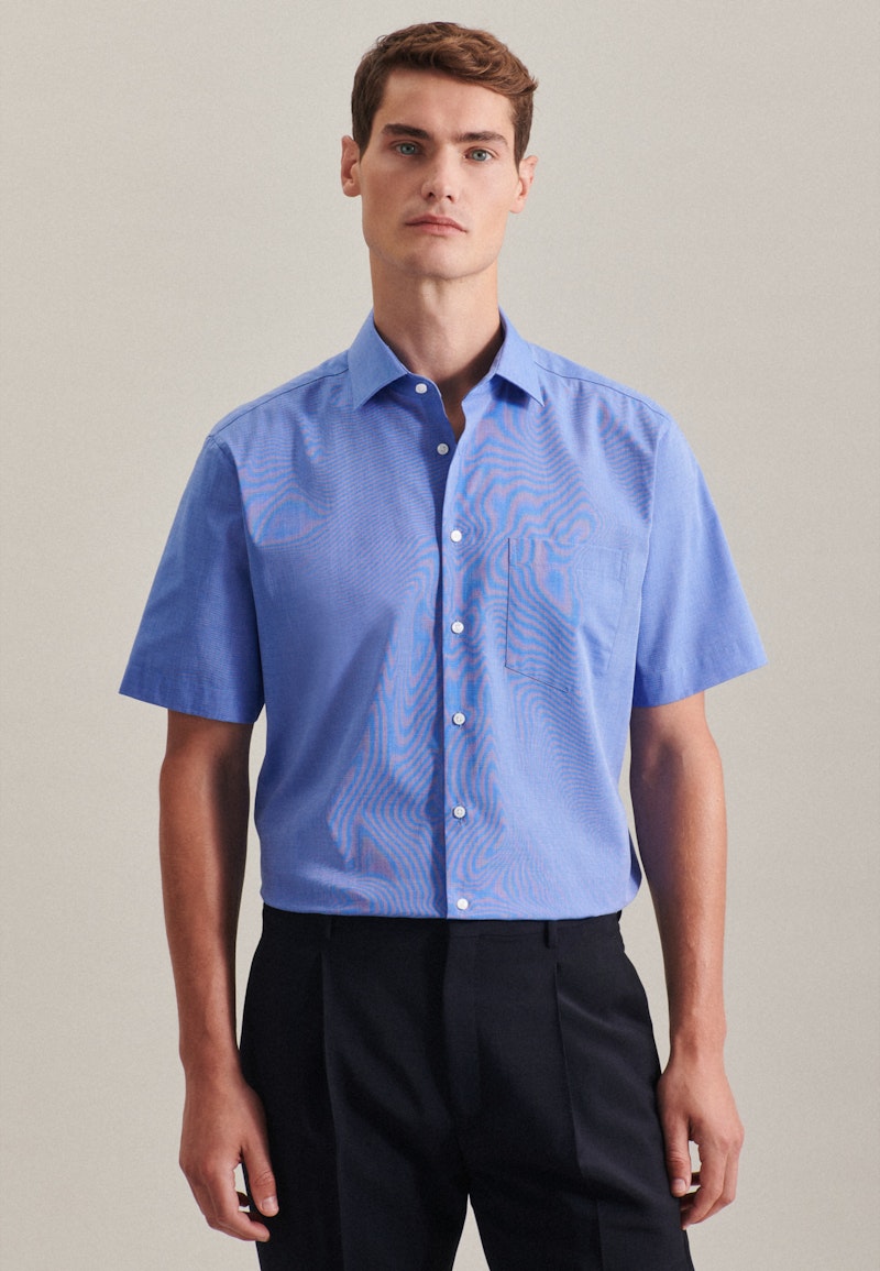 Non-iron Fil a fil Short sleeve Business Shirt in Regular with Kent-Collar