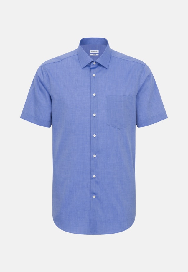 Non-iron Fil a fil korte arm Business overhemd in Regular with Kentkraag in Middelmatig Blauw |  Seidensticker Onlineshop