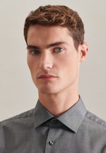 Non-iron Fil a fil Short sleeve Business Shirt in Regular with Kent-Collar in Grey |  Seidensticker Onlineshop