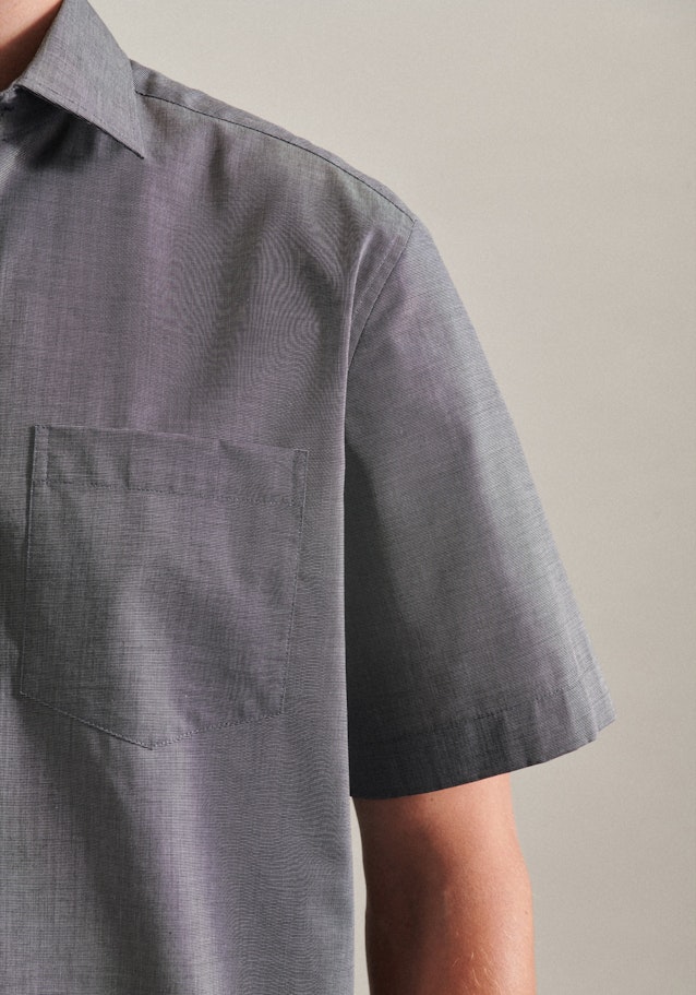 Bügelfreies Fil a fil Kurzarm Business Hemd in Regular mit Kentkragen in Grau |  Seidensticker Onlineshop