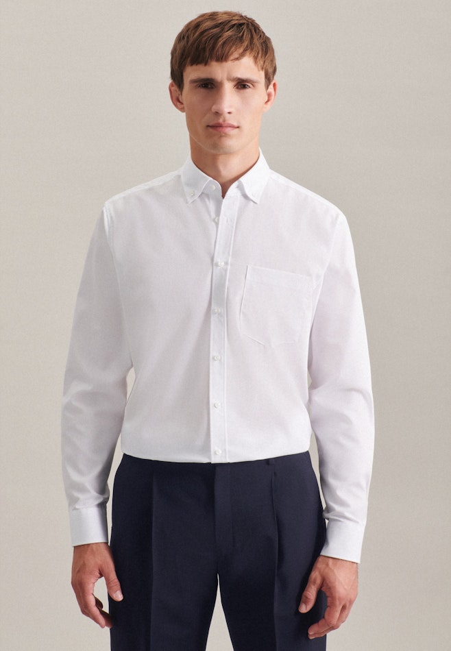 Non-iron Poplin Business Shirt in Regular with Button-Down-Collar in White | Seidensticker online shop