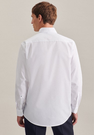 Herren Bügelfreies Popeline Business Hemd in Regular mit Button-Down-Kragen  weiß