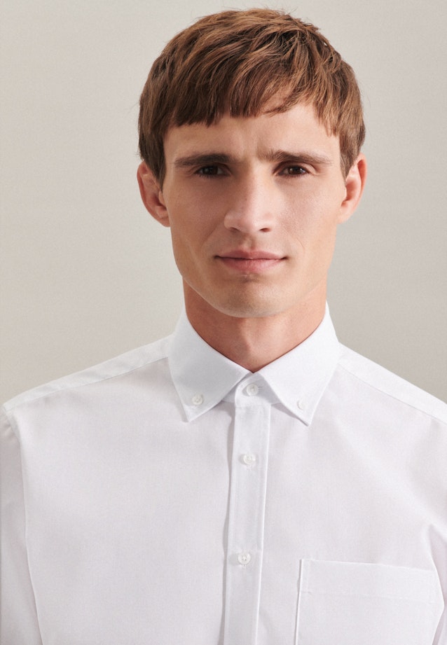 Non-iron Popeline Business overhemd in Regular with Button-Down-Kraag in Wit |  Seidensticker Onlineshop