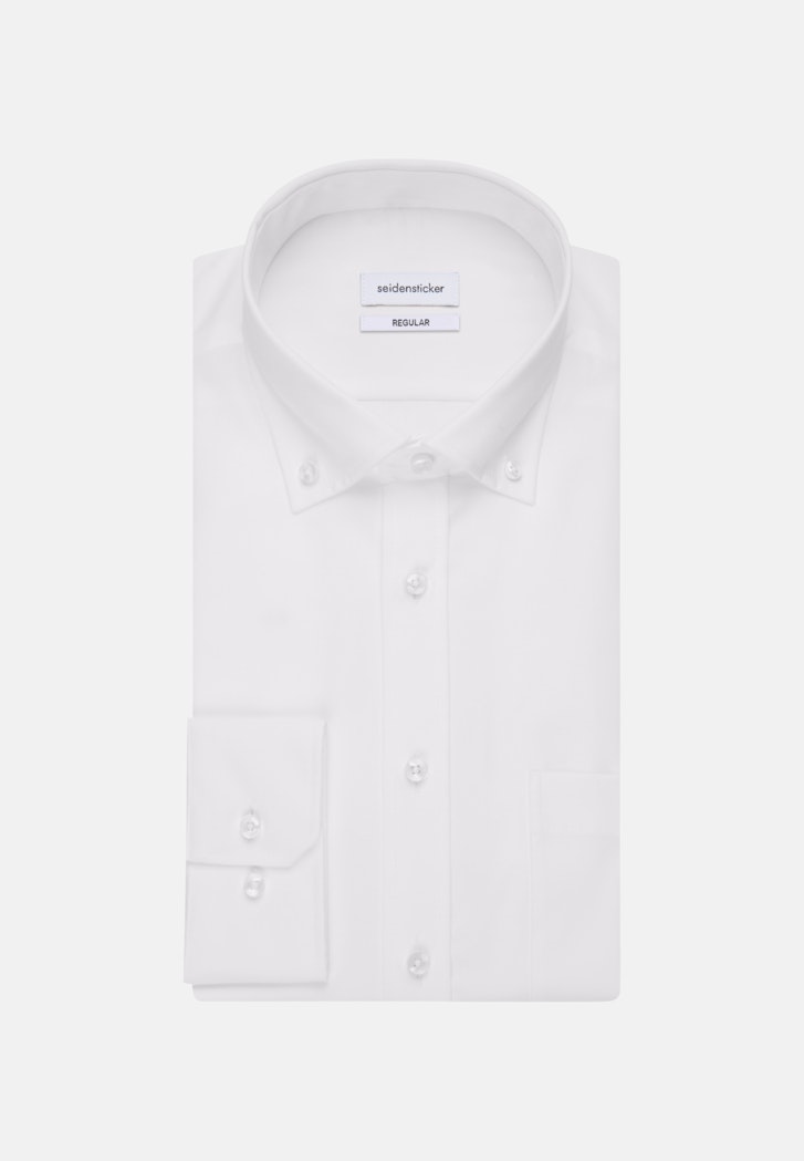 | Button-Down-Kragen Herren mit Bügelfreies Business Regular Hemd in Seidensticker weiß Popeline