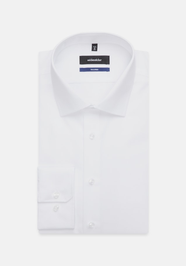 Non-iron Popeline Business overhemd in Shaped with Kentkraag and extra short sleeve in Wit |  Seidensticker Onlineshop