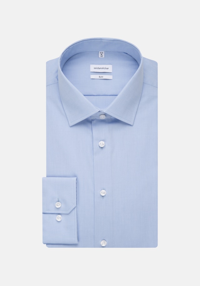Bügelfreies Fil a fil Business Hemd in Slim mit Kentkragen und extra kurzem Arm in Hellblau |  Seidensticker Onlineshop