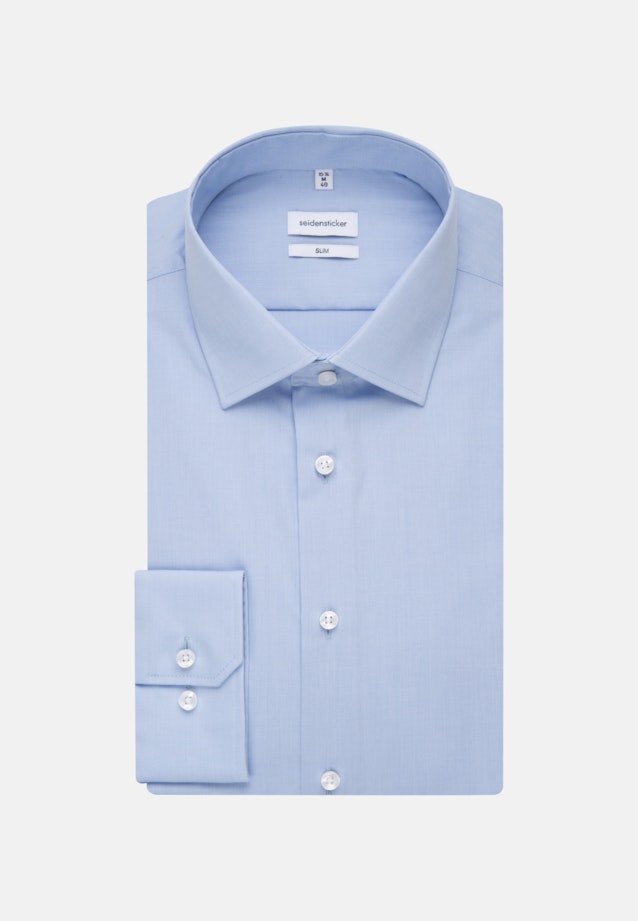 Bügelfreies Fil a fil Business Hemd in Slim mit Kentkragen und extra kurzem Arm in Hellblau |  Seidensticker Onlineshop