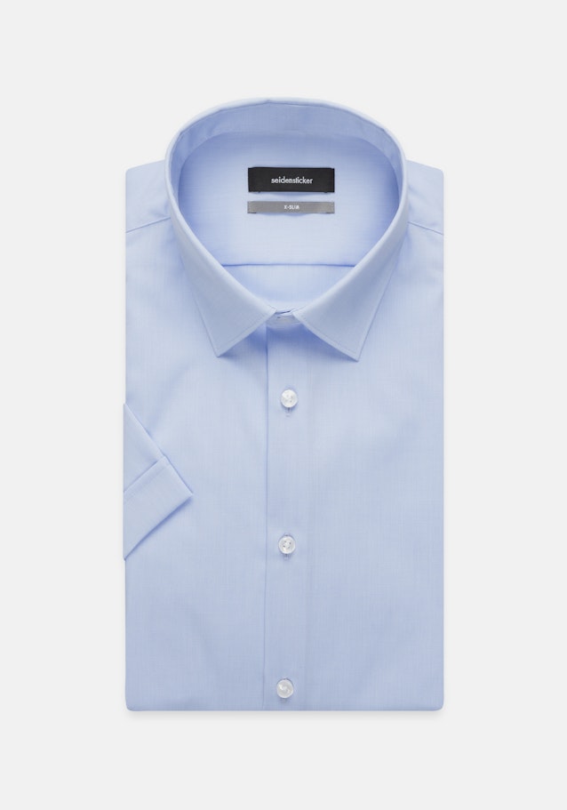 Non-iron Poplin Short sleeve Business Shirt in X-Slim with Kent-Collar in Light Blue |  Seidensticker Onlineshop