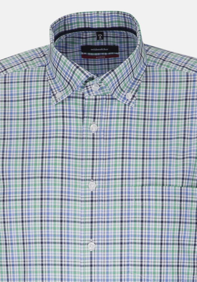Non-iron Popeline korte arm Business overhemd in Regular with Button-Down-Kraag in Groen |  Seidensticker Onlineshop