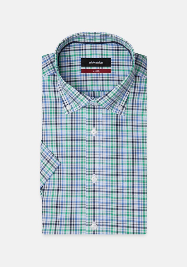 Non-iron Popeline korte arm Business overhemd in Regular with Button-Down-Kraag in Groen |  Seidensticker Onlineshop