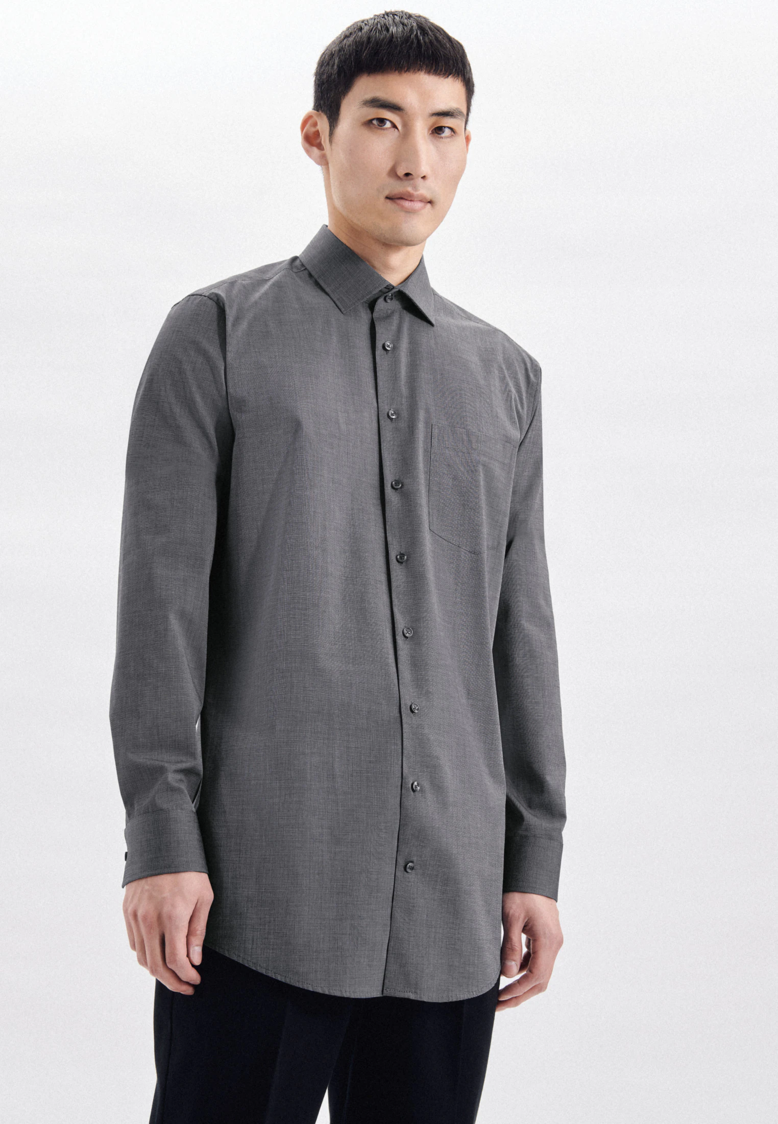 Regular Business Hemd Uni Grau 47