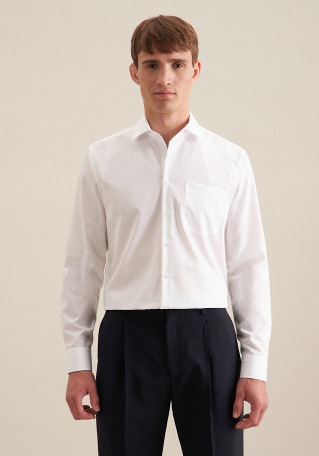 Bügelfreies Popeline Business Hemd in Regular mit Kentkragen und extra langem Arm in Weiß | Seidensticker Onlineshop