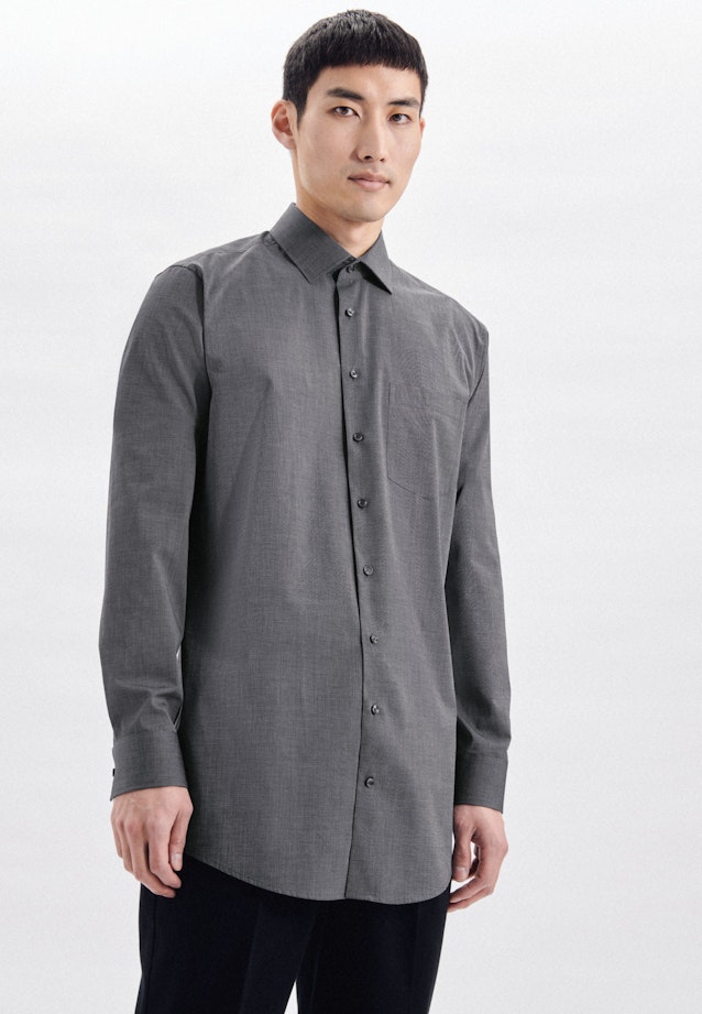 Non-iron Popeline Business overhemd in Regular with Kentkraag and extra long sleeve in Grijs |  Seidensticker Onlineshop