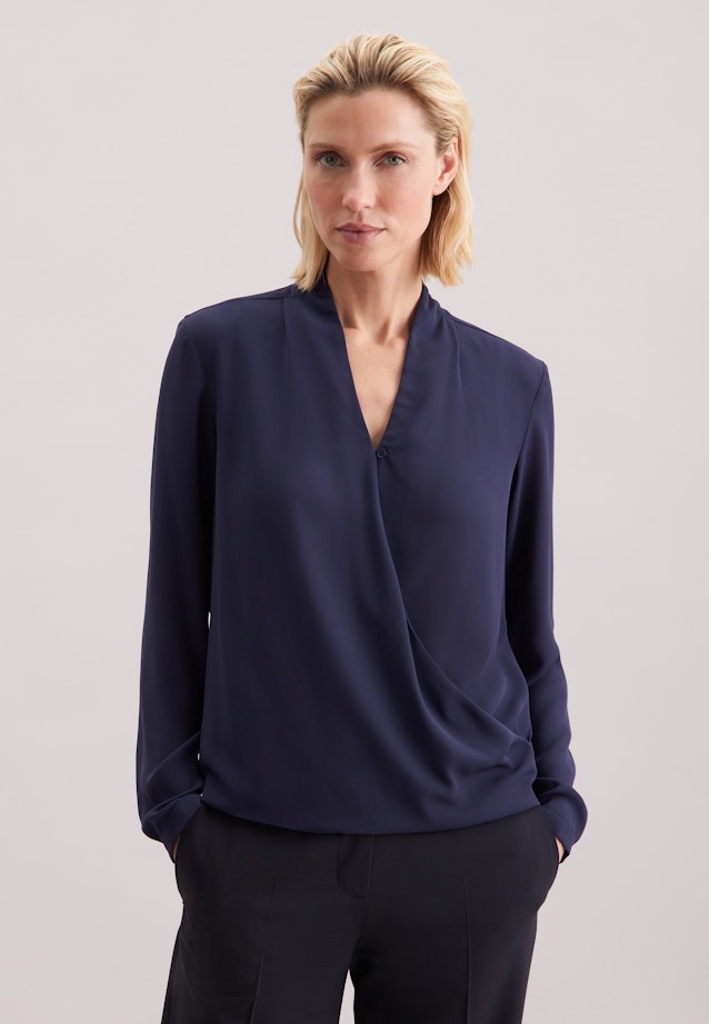 Wrap blouse Uni in Dark Blue |  Seidensticker Onlineshop