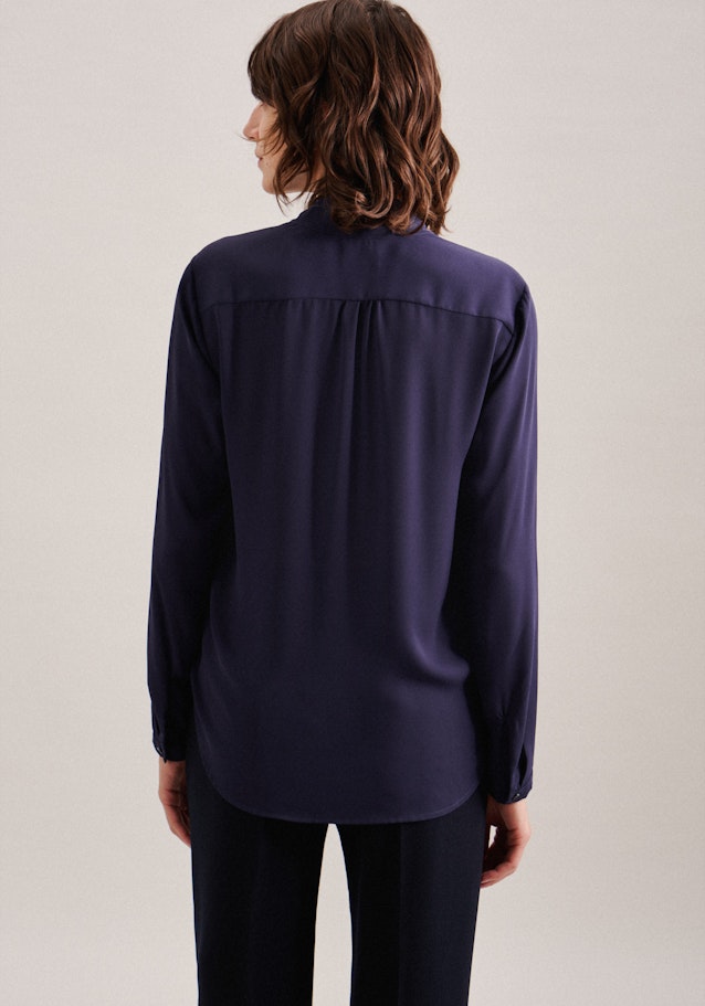 Long sleeve Crepe Wraparound Blouse in Dark Blue |  Seidensticker Onlineshop