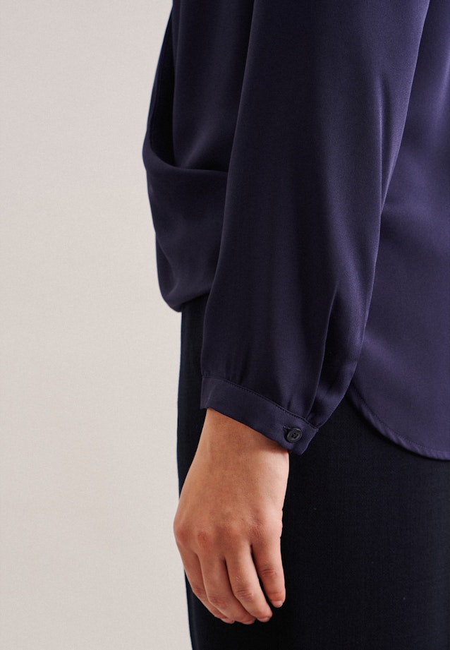 Long sleeve Crepe Wraparound Blouse in Dark Blue |  Seidensticker Onlineshop