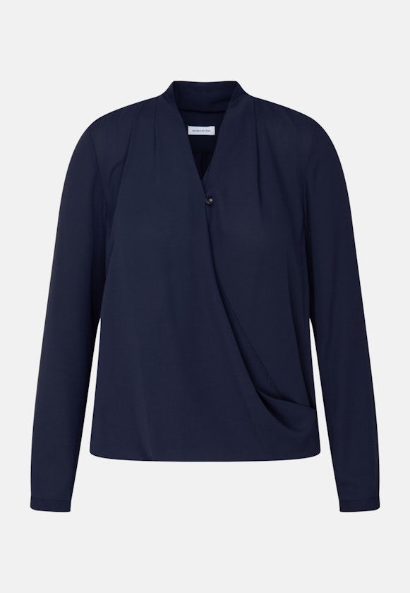 Long sleeve Crepe Wraparound Blouse in Dark Blue |  Seidensticker Onlineshop