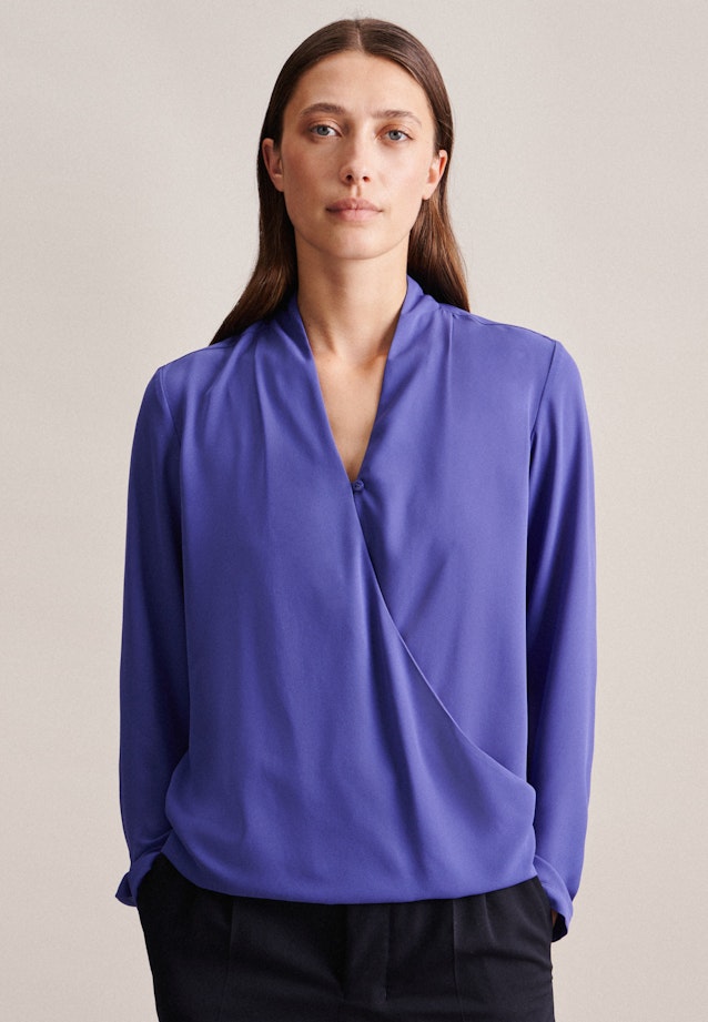 V-Neck Wickelbluse Regular in Mittelblau |  Seidensticker Onlineshop